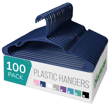 Clothes Hangers Plastic 100 Pack for Adults - Plastic Hangers, The Perfect Coat Hanger and Space Saving Clothes
