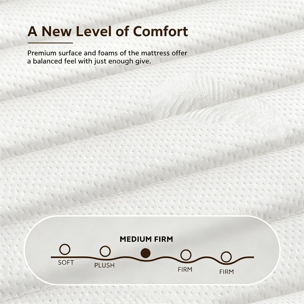 King Size Mattress, 12 Inch King Mattress Hybrid Medium Firm, 7-Zone Pocket Spring Memory Foam Mattress in a Box for