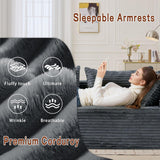 110" L-Shaped Modular Sectional Sofa with Chaise, Boneless Comfy Corduroy Fluffy Couch with Deep Seat and Side Pockets