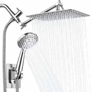 Shower Head with Handheld Spray, 8" High Pressure Rain Shower Head Combo with Adjustable Extension Arm, 5 Spray Modes