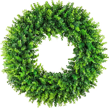 Large Boxwood Wreath Front Door 24'' Artificial Spring Wreaths for Front Door Farmhouse Wedding Green Year Round