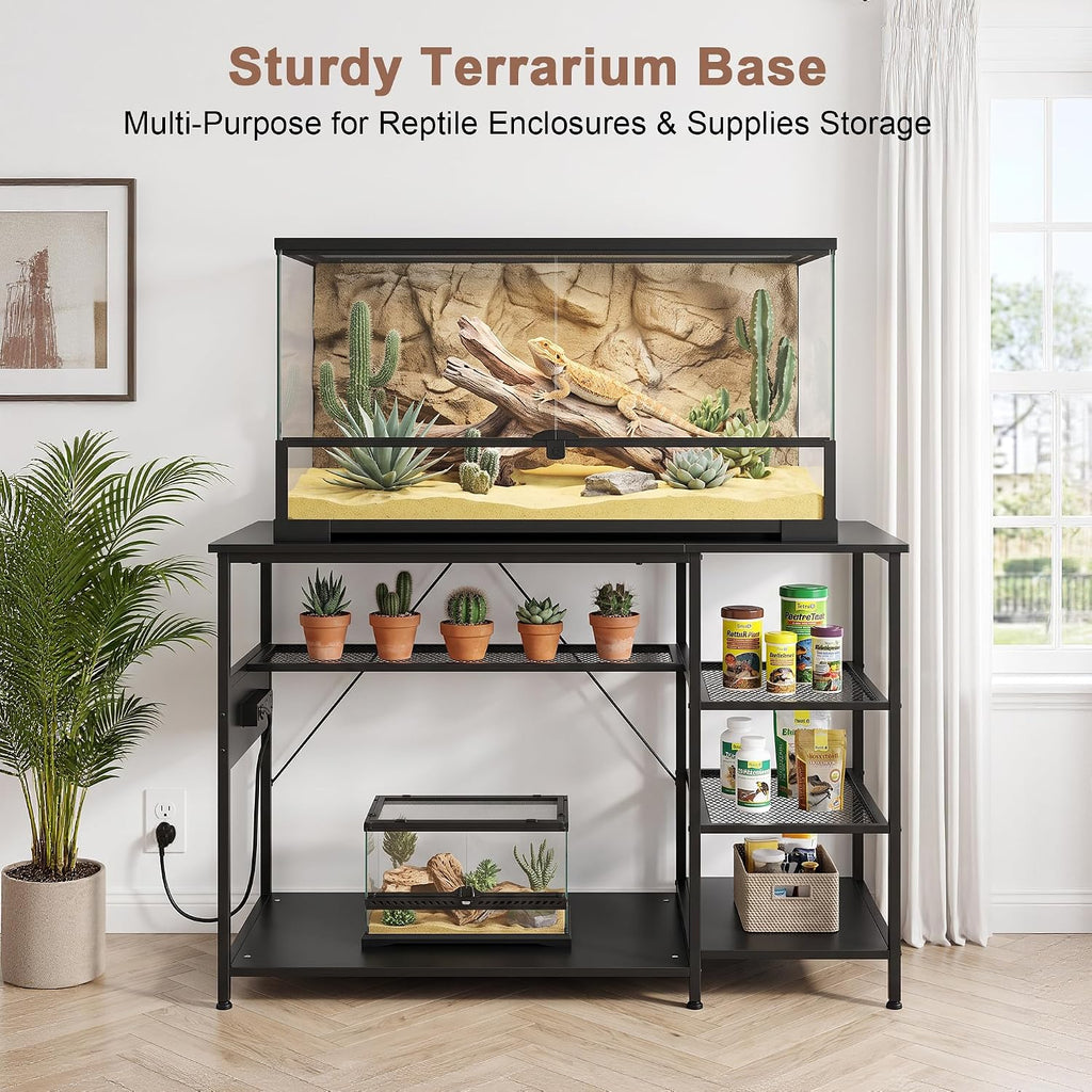 55-75 Gallon Fish Tank Stand with Power Outlets, Metal Aquarium Stand