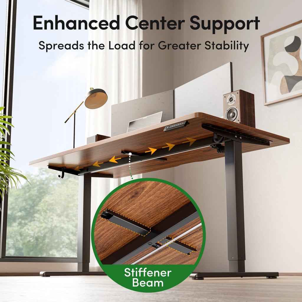63 x 30 Large Electric Standing Desk Height Adjustable, Walnut