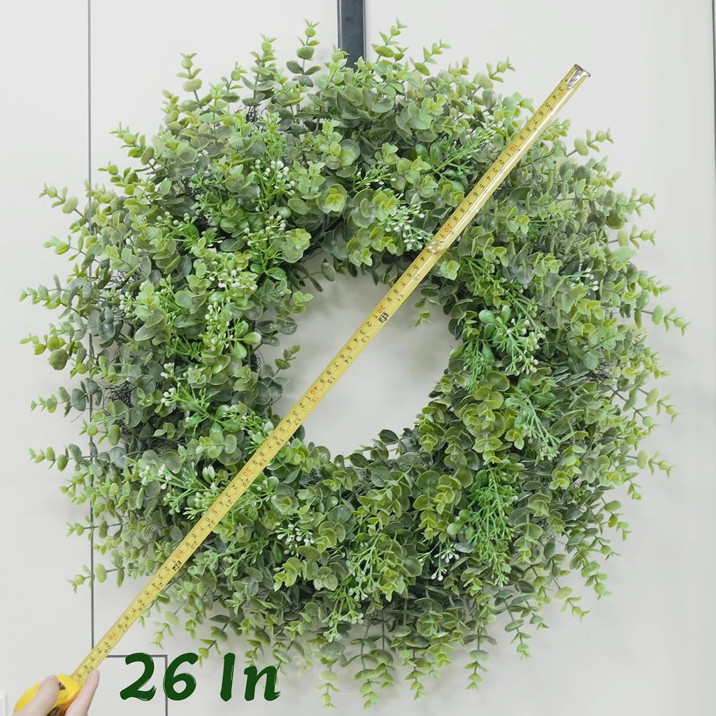 26'' Large Boxwood Wreath for Front Door Window Porch Artificial Boxwoods Greenery Leaves Outdoor Indoor Wreath Door