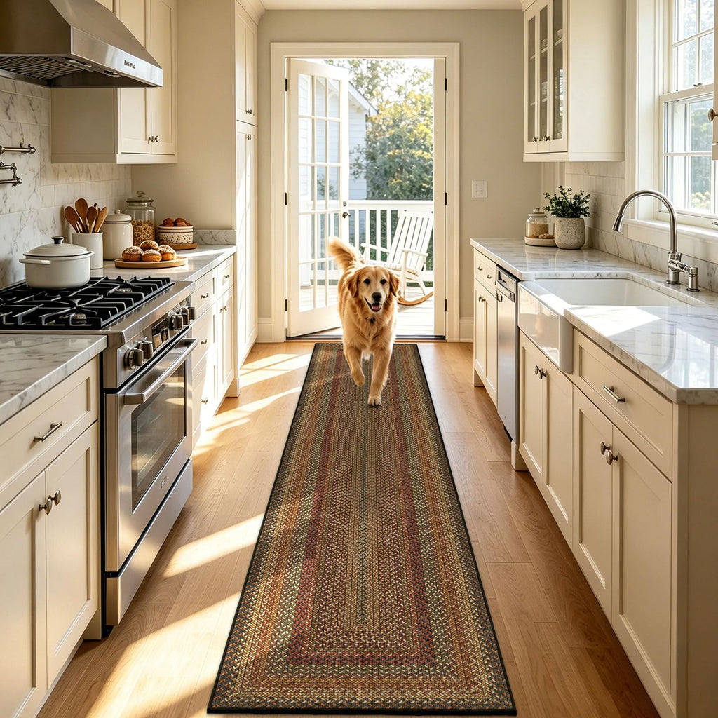 Easy Jute Hallway Runner Rug, Braided Kitchen Rug Black Brown