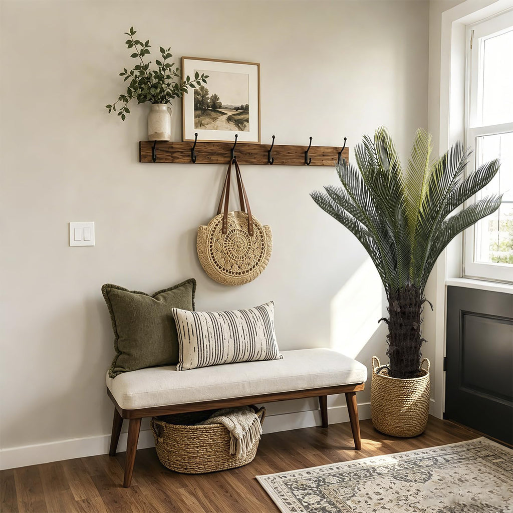 Artificial Sago Palm 47 Inch, Fake Cycad Tree in Pot, UV Resistant Outdoor Artificial Plant with Realistic Leaves for