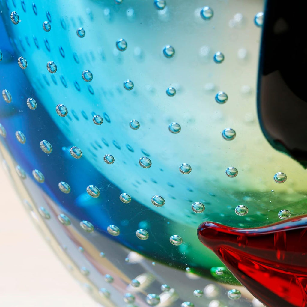 Hand Blown Art Glass Vase with face Art, Style,Multi-Colored