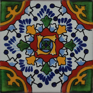 6.15"x 6.15" 4 pcs Gerona Talavera Mexican Tile