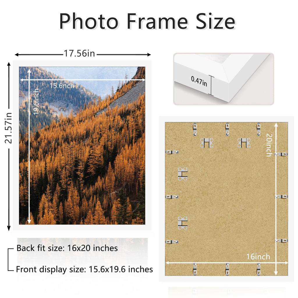 16x20 Picture Frame, Photo Frame for Wall Mounting Display, White