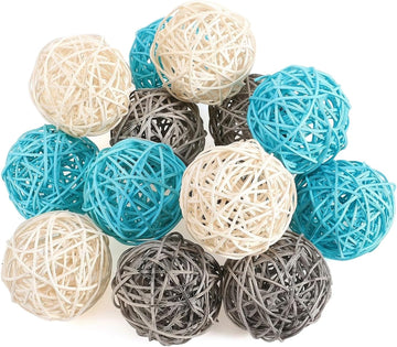 Wicker Rattan Balls, 3.15 Inch Decorative Orbs Vase Fillers, Bowl Fillers Decor, Wedding Centerpieces, Rustic - Set of 15