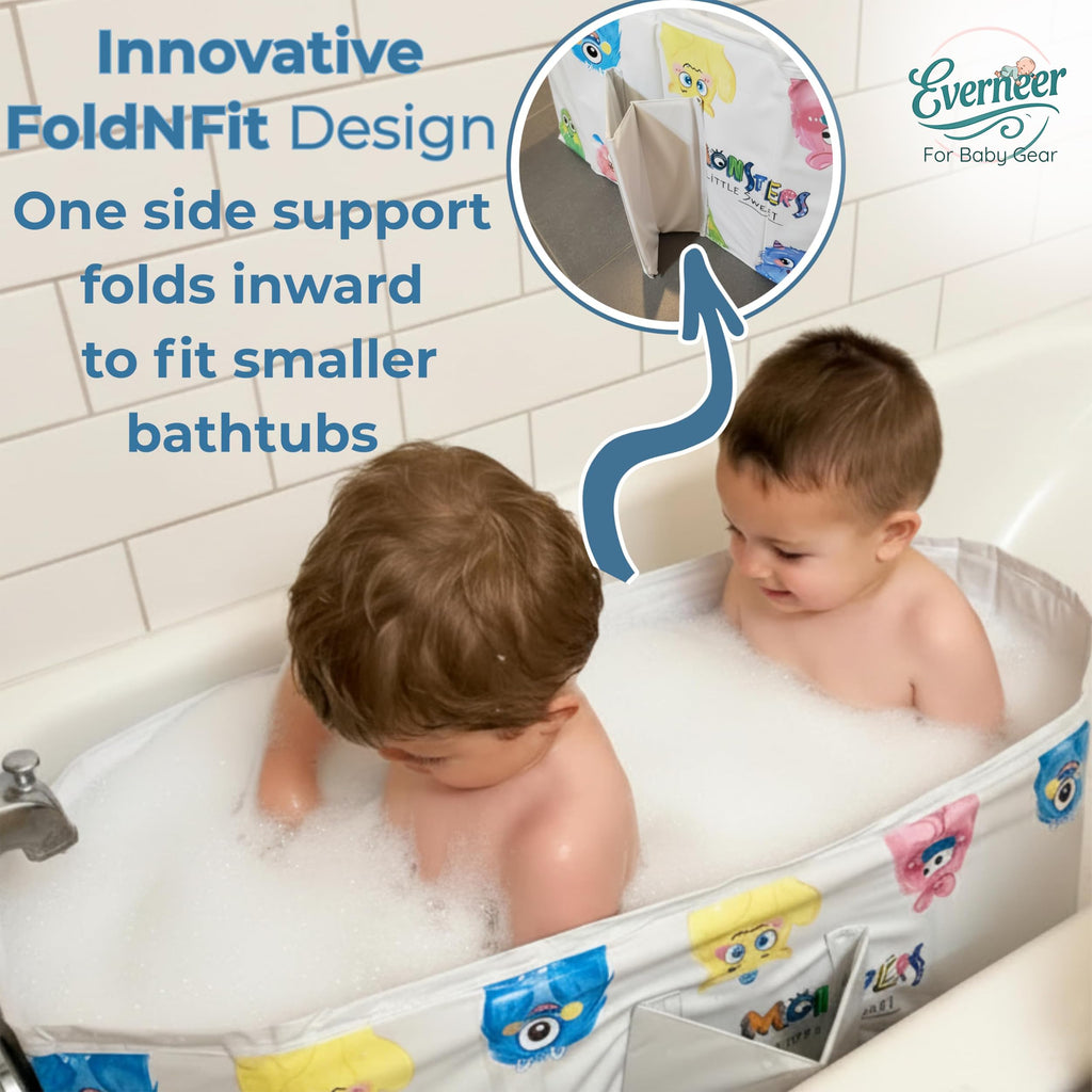 OhSoBig Collapsible Toddler Bathtub, 31-Inch Foldable Portable Bath Tub
