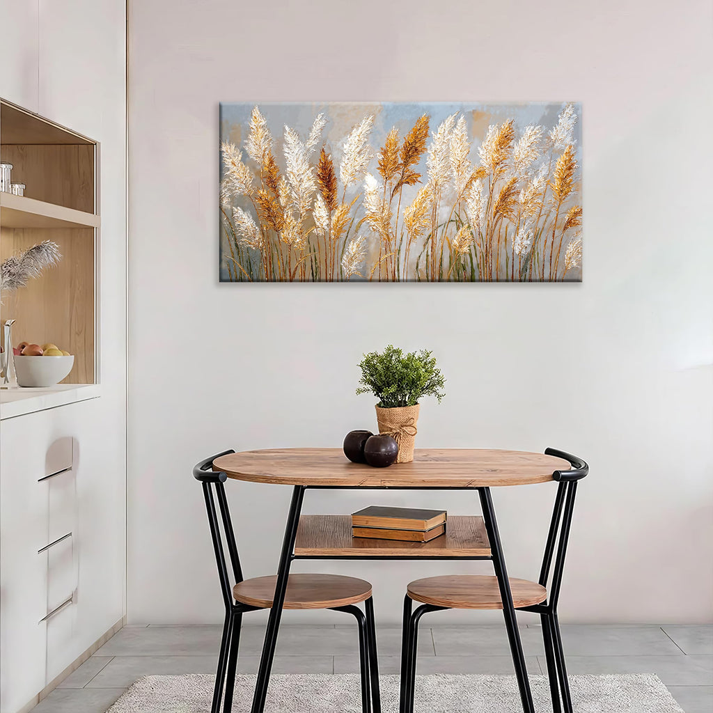 Modern Abstract Canvas Wall Art Decor Brown Wheat Ears Wall Decor 20" X 40"