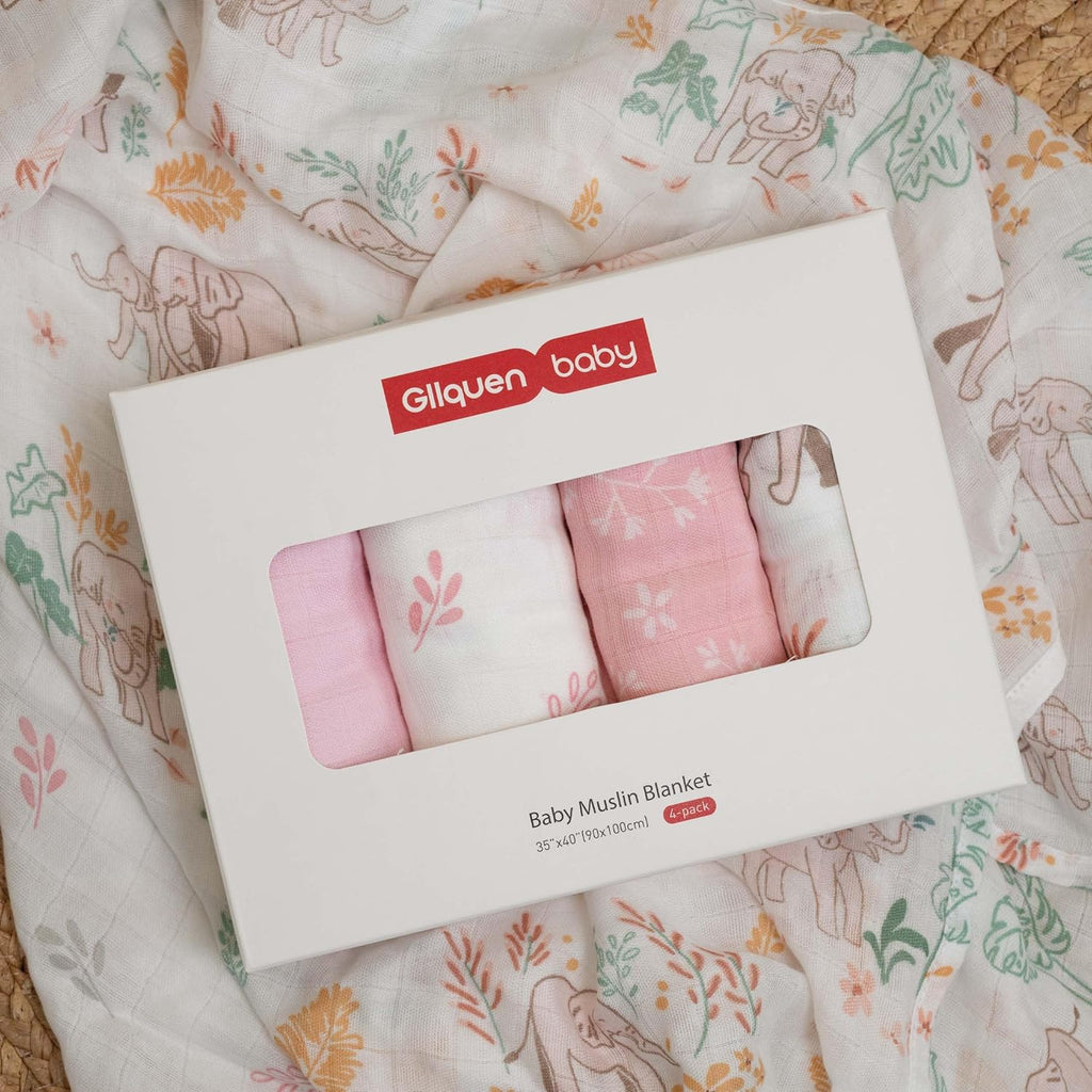 Muslin Swaddle Blankets 4Pk Receiving Blanket Large 35" x 40"