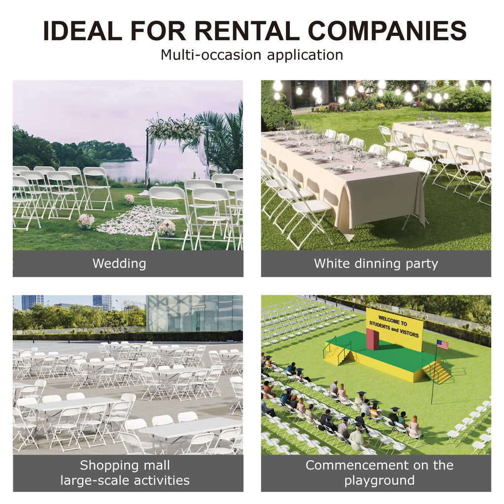 100 Pack White Folding Chairs Wedding School