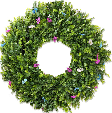 28-inch Artificial Boxwood Wreath, Wreaths for Front Door,Artificial Greenery Decor, Evergreen All Year Round