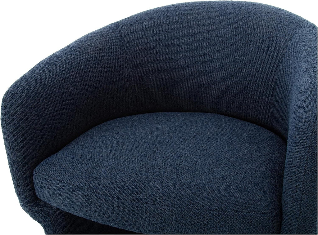 Sylvie Accent Chair, Art Deco Curved Design, Recycled Polyester Upholstery, Dark Indigo