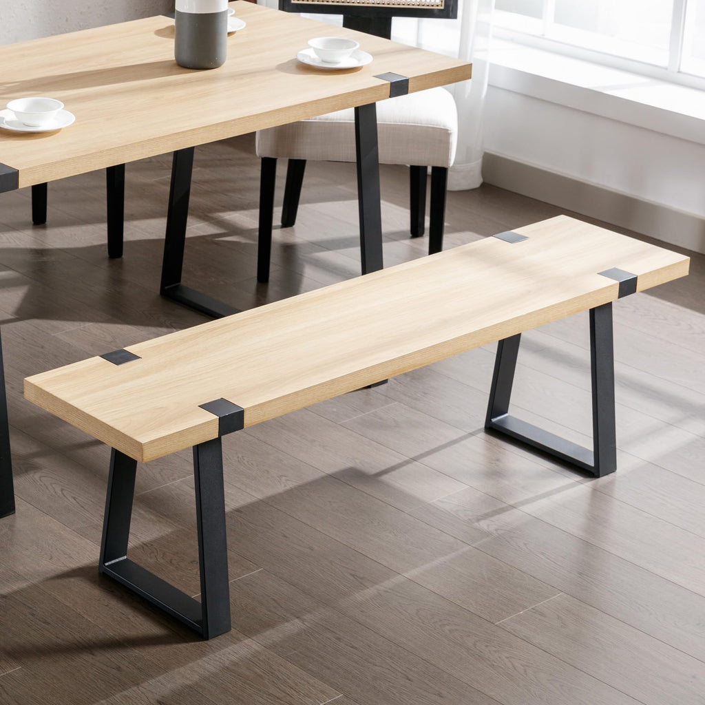 Wooden Dining Bench 60" Industrial Table Benches, Seating Chair Rustic Indoor Benches, Mid Century Kitchen Bench with