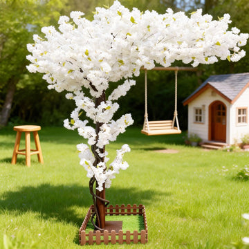 8.2FT Large Artificial Cherry Blossom Trees for Indoor Outdoors, Faux Fake White Cherry Blossom Tree for Wedding Party