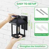 2 Pack Solar Wall Lanterns Outdoor with 3 Modes, Dusk to Dawn Motion Sensor LED Sconce Lights IP65 Waterproof