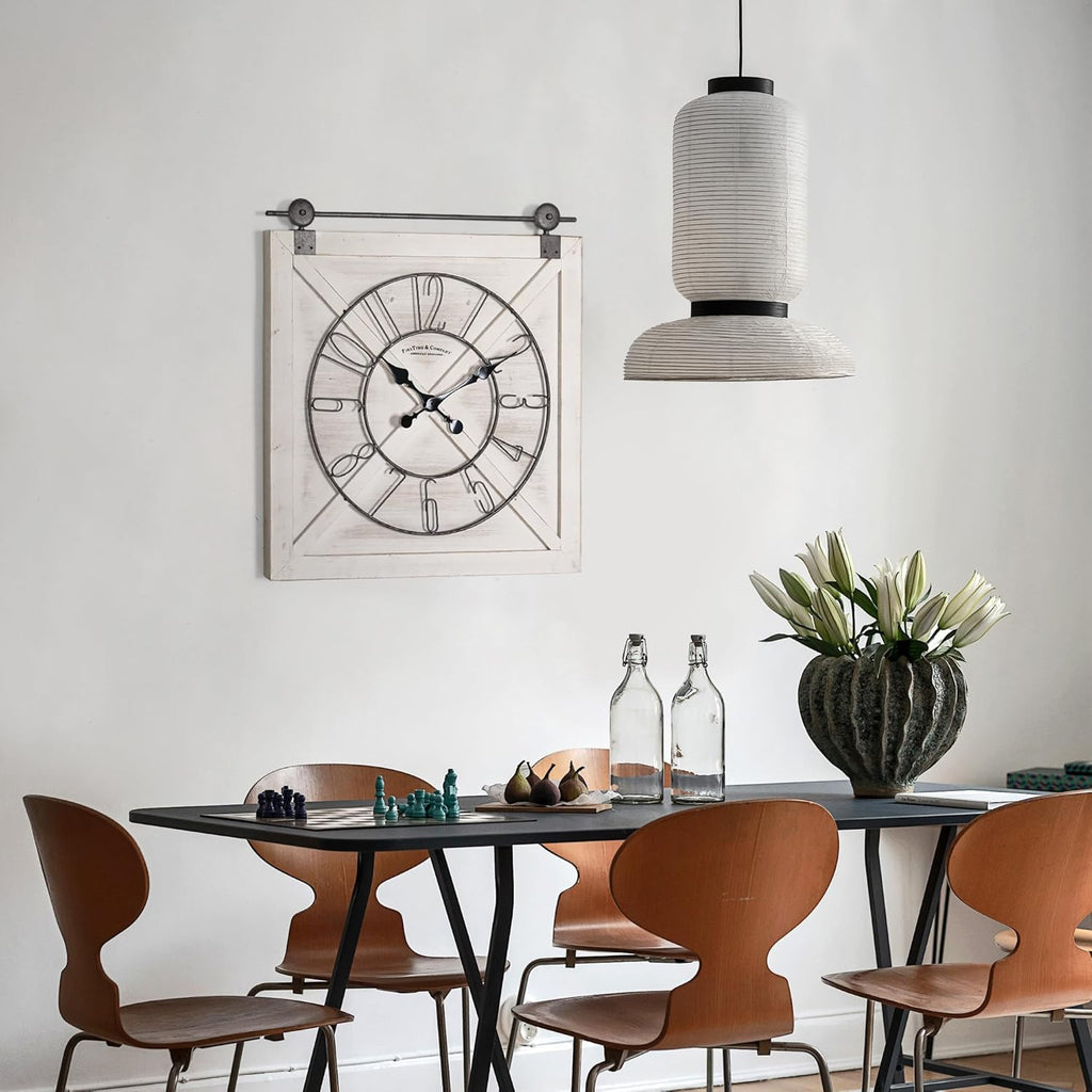 Oakrain Rustic Large Wall Clock, Classic Vintage Hanging Clock