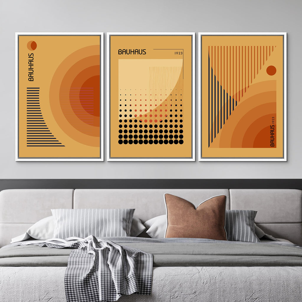 Framed Canvas Print Wall Art Bauhaus Art Prints Abstract Mid Century Modern Wall Art Minimalist Decor - 24"x36"x3