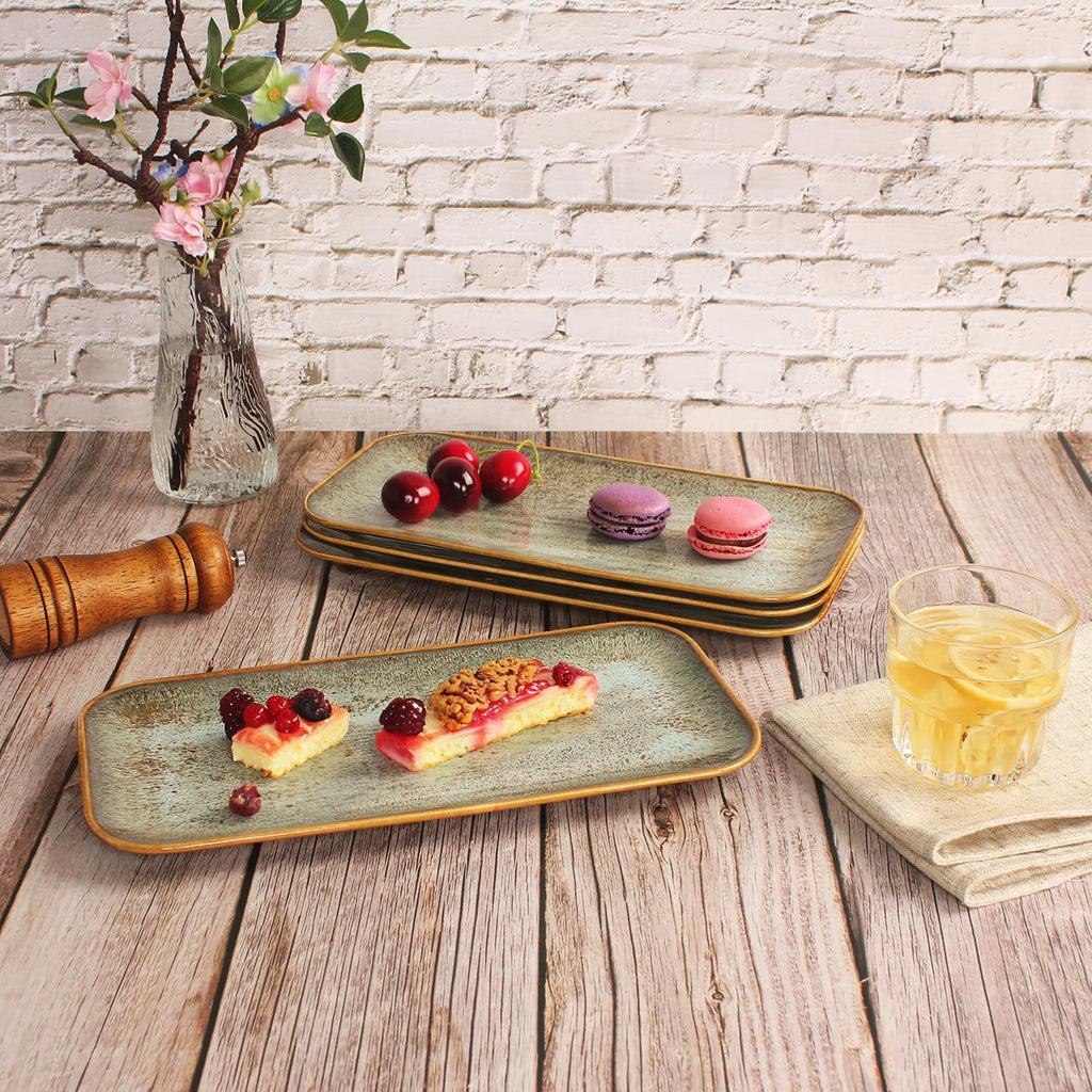 Ceramic Dinner Plates Dish Set, Set of 4, Microwave Oven and Dishwasher Safe,Scratch Resistant, Dinnerware Kitchen