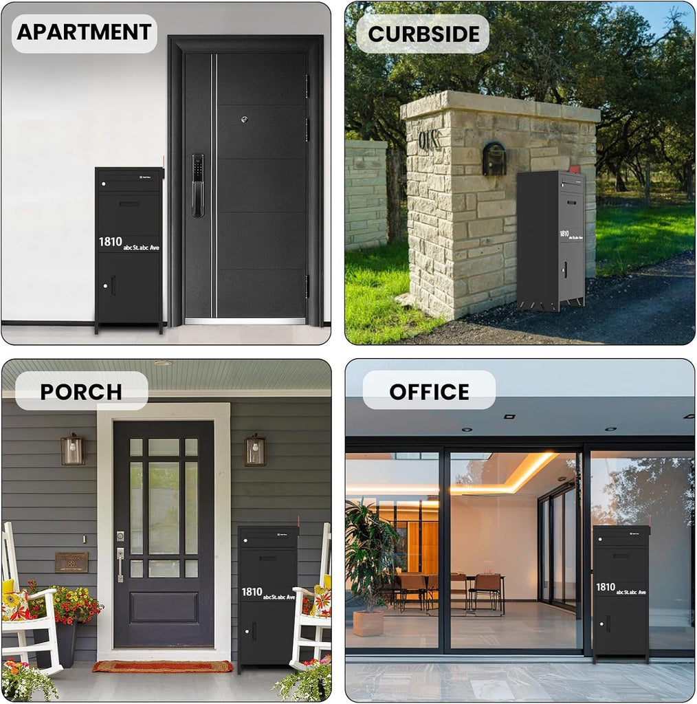 Package Delivery Boxes Drop Box Theft Mailbox with Custom Address Stickers,Assembly(14.5 * 17.5 * 43 in)