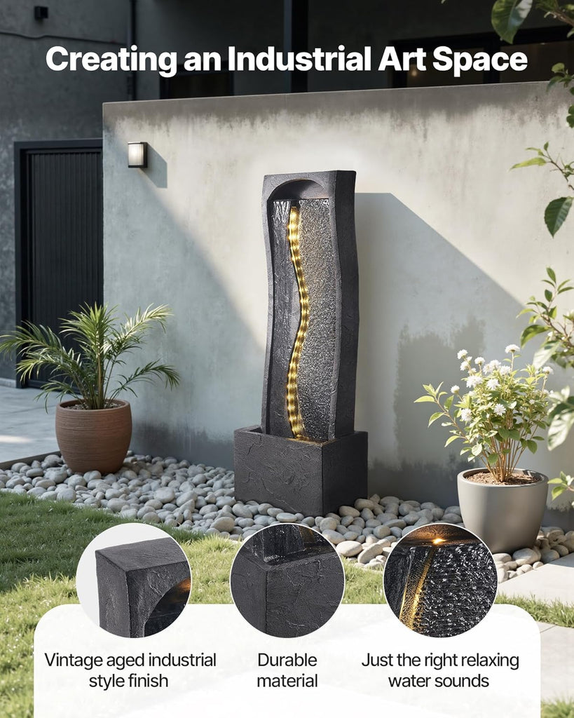 Outdoor Water Fountain, 38.58 in Height Fountain and Waterfall