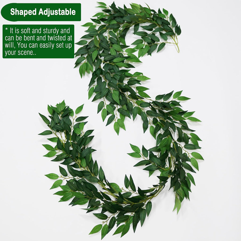 Strands Artificial Italian Ruscus Vines 78" Silk Italian Ruscus Greenery Garland with Green Leaves Faux Greenery - Set of 3
