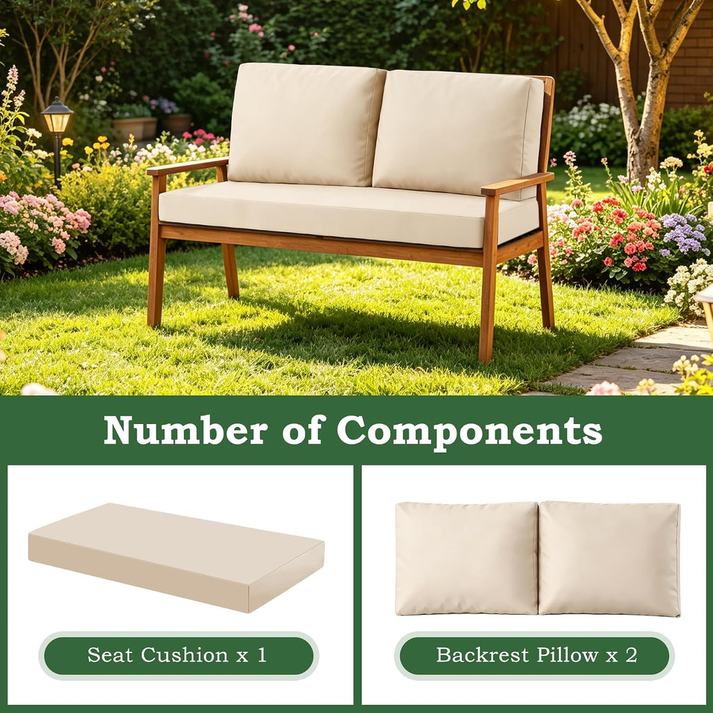 Outdoor Loveseat Cushion Set, 48" x 24" Patio Loveseat Cushions, Water-Resistant & Fade-Resistant Love Seat Cushions