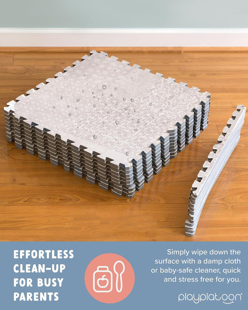 Kids Play Mat, 9 Tile 72x72 Inch - Khaki, Non-Toxic Materials