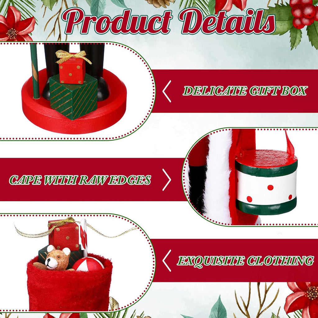 2 Pcs 14" Christmas Nutcrackers, Wooden Red Green White Santa Figures