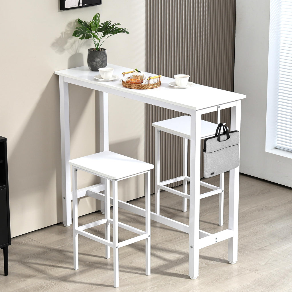 47" Industrial Bar Table Set with 2 Stools - Counter Height Dining & Pub Table for Small Spaces, Kitchen, Apartment