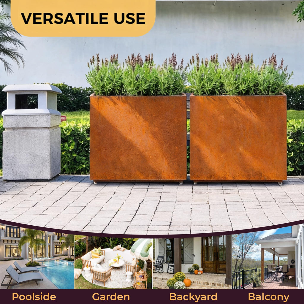 30-inch Tall Metal Planter Box, 36Wx11Dx30H Corten Steel Style Planter