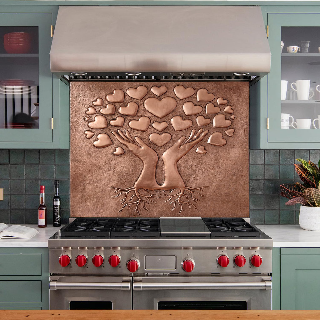 Kitchen Backsplash, Hearts in Praying Hands Copper Backsplash, Custom Copper Backsplash Panel, Handmade Copper