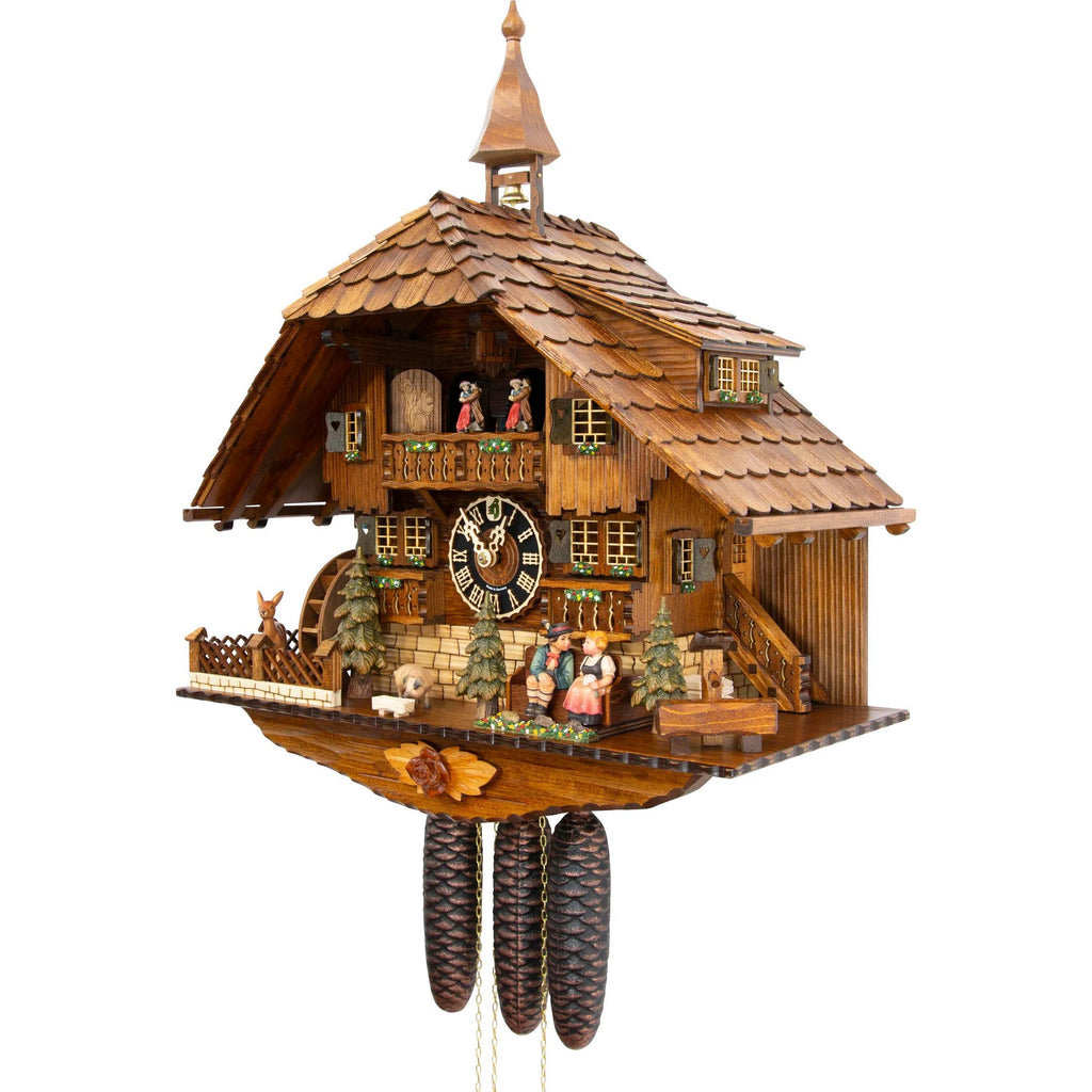 German Cuckoo Clock 8-day-movement Chalet-Style 23.00 inch - Authentic black forest cuckoo clock
