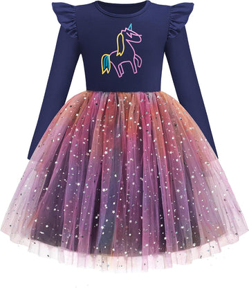 Toddler Girls Long Dresses Sleeve Ruffle Winter Holiday Dress