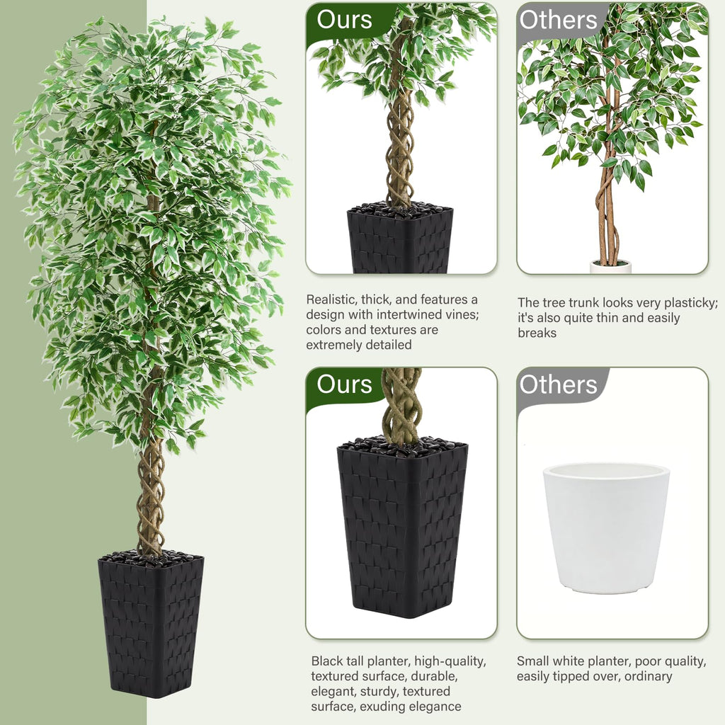 Ficus Tree Artificial, 7FT Realistic Large Faux Trees Indoor