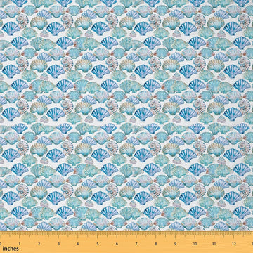 Seashell Conch Print Fabric by The Yard 10 Yards Marine Life Sea Soft Flannel Decorative Fabric Ocean Marine Themed