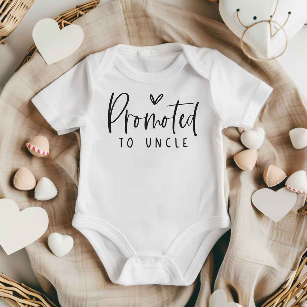 Promoted To Uncle Pregnancy Announcement Infant Bodysuit - Surprise Gift For Uncle, Brother, Brother In Law (White)