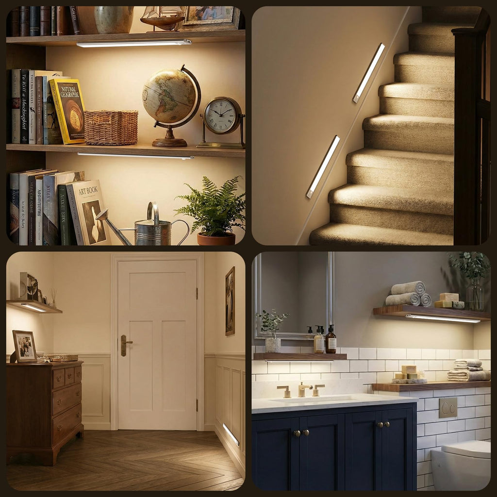 14.8inch Under Cabinet Lighting, LED Closet Lights, Motion Sensor Light Indoor, Battery Operated USB C Rechargeable