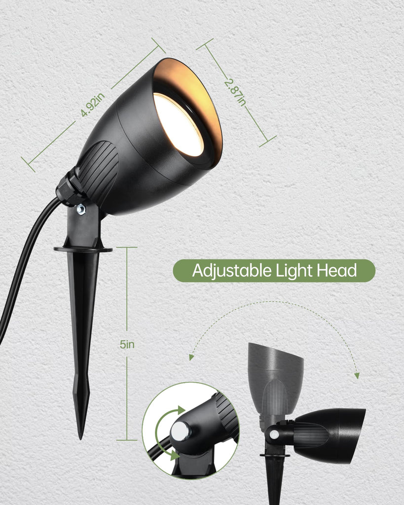 4Pack LED Landscape Spotlight, 120V Warm White Plug in Outdoor Light
