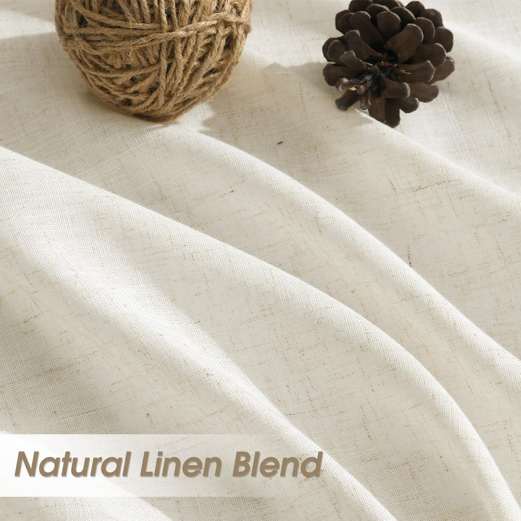 Extra Wide Linen Curtains 60x96 Inches Long Cream