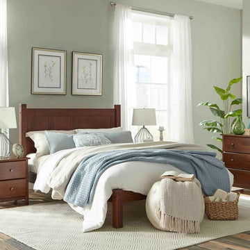 Shaker Solid Wood Panel Platform Bed, Full Size, Cherry