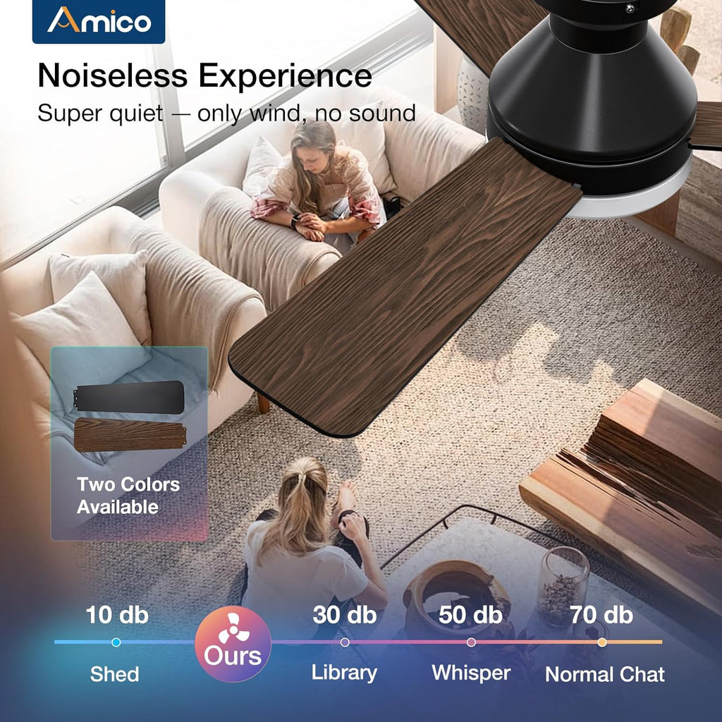 Ceiling Fans with Lights, 42 inch Low Profile Ceiling Fan with Light and Remote Control, Flush Mount, Reversible, 3CCT, Dimmable, Noiseless, Black Ceiling Fan for Bedroom, Indoor/Outdoor Use A102-B0C61JBT71