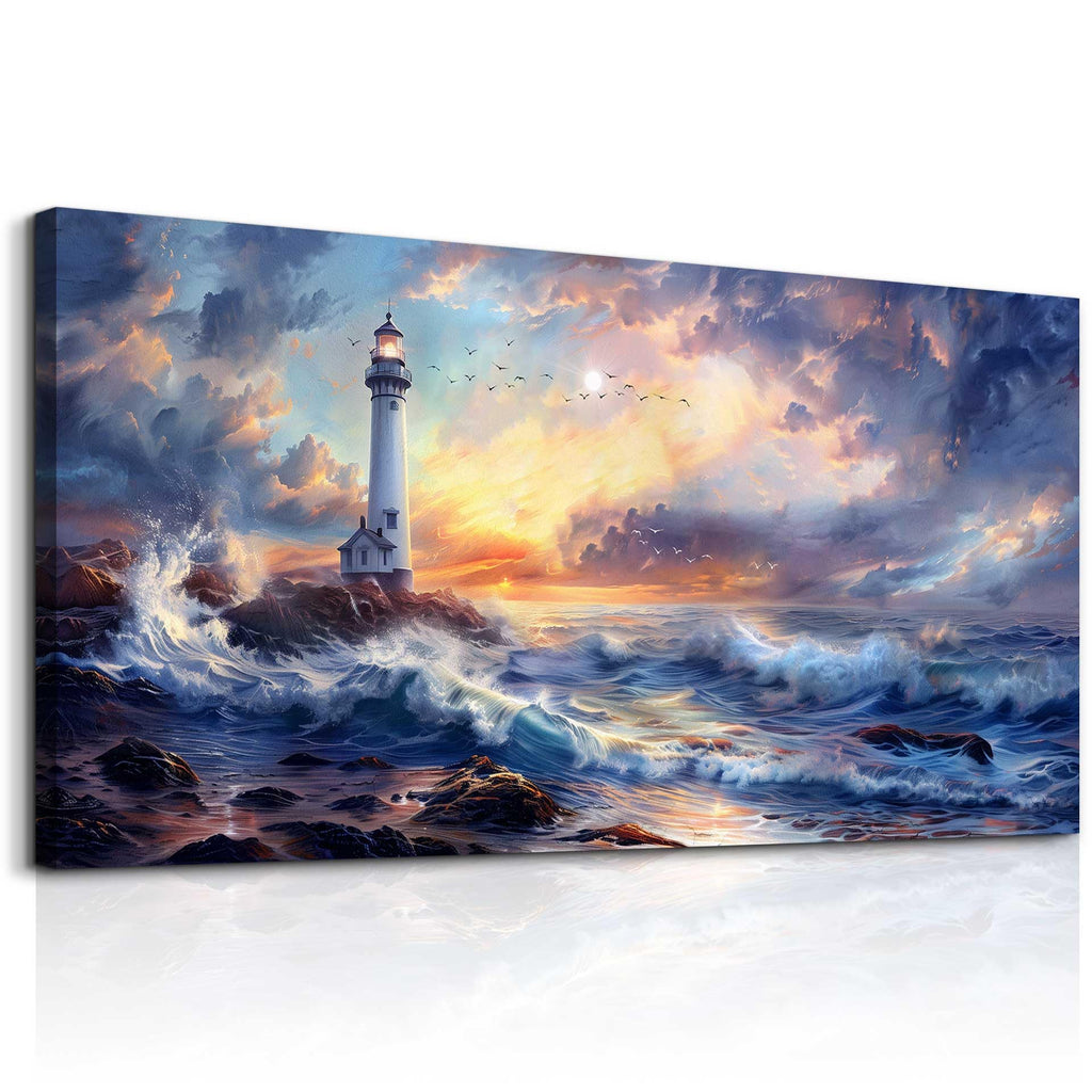 Large Canvas Wall Art Seaside Lighthouse Scenery painting 30"X60"