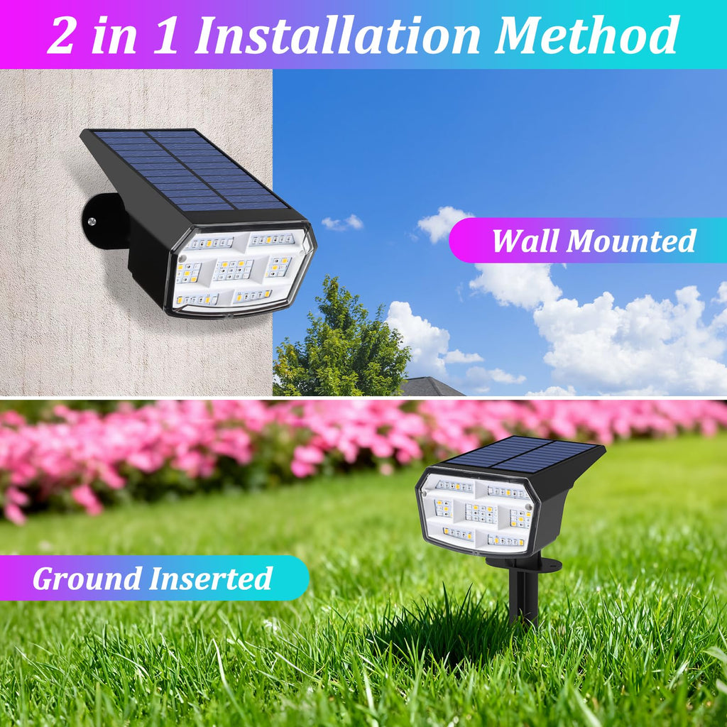 Solar Spot Lights Outdoor Waterproof,Landscape Spotlight Multicolor