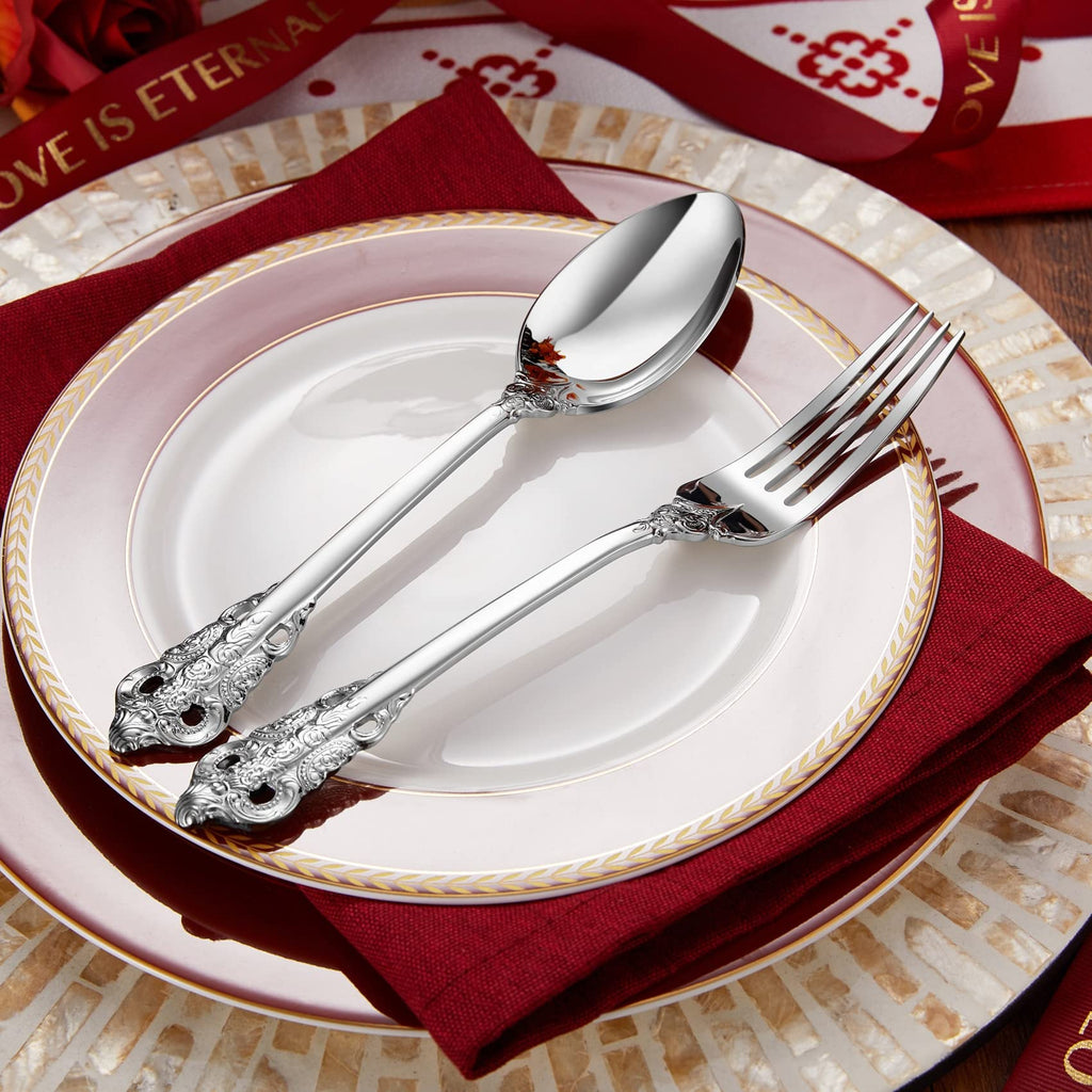 Luxury 45-Piece 18/10 Stainless Steel Flatware Set (Silver)
