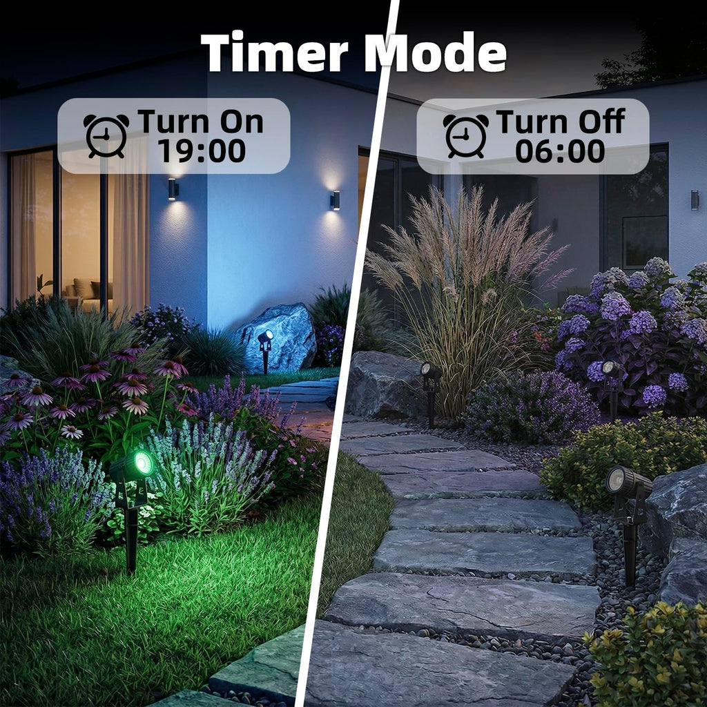 Smart Landscape Lights Bluetooth RGBW Spotlight 24V Outdoor Timer Function