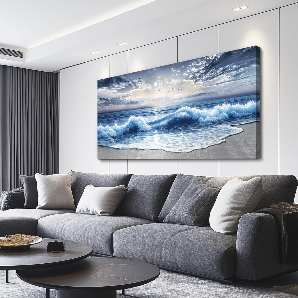 Blue Ocean Wave Painting Wall Art Large Canvas Painting Wall Decoration With Artwork For The Dining Room Printed